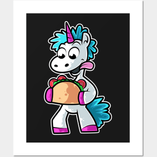 Unicorn Taco Kawaii Neko Anime Mexican food product Posters and Art